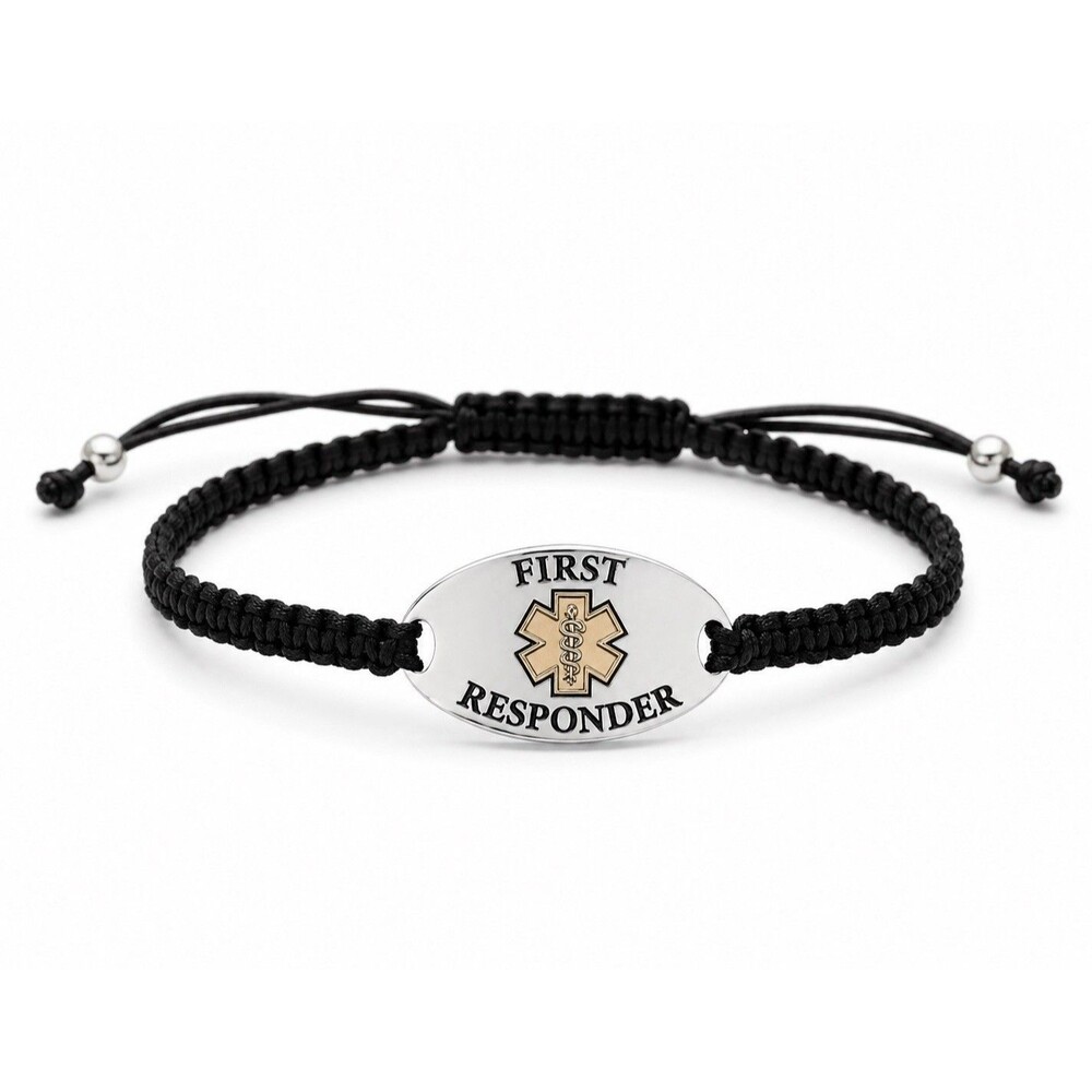 First Responder EMS Stainless Steel Bracelet Adjustable Cord EMT Paramedics